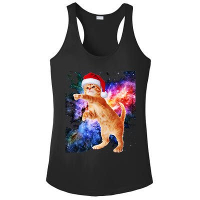 Space Christmas Cat Santa Kitty Ladies PosiCharge Competitor Racerback Tank
