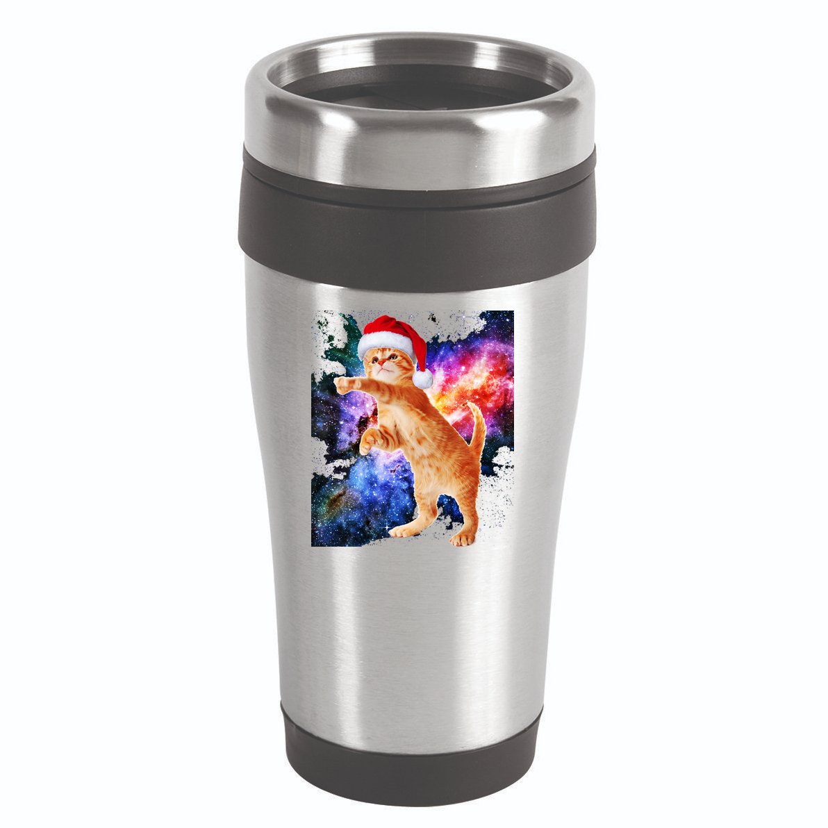 Space Christmas Cat Santa Kitty 16oz Travel Tumbler