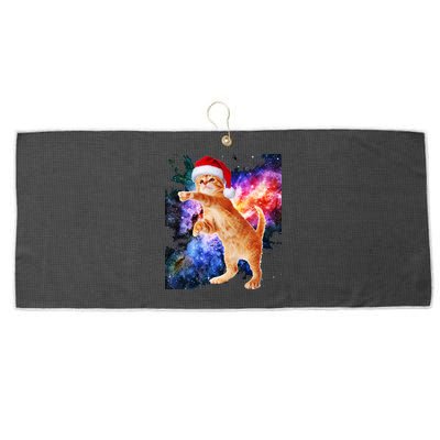 Space Christmas Cat Santa Kitty Large Microfiber Waffle Golf Towel