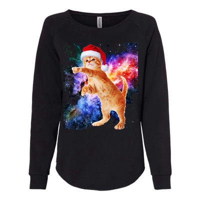 Space Christmas Cat Santa Kitty Womens California Wash Sweatshirt