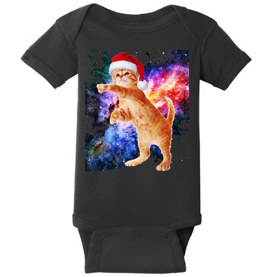 Space Christmas Cat Santa Kitty Baby Bodysuit