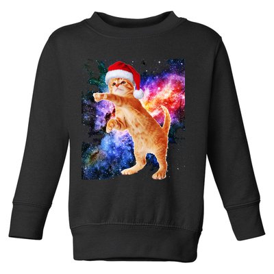 Space Christmas Cat Santa Kitty Toddler Sweatshirt