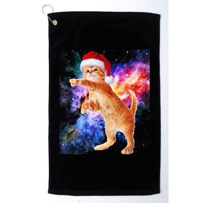 Space Christmas Cat Santa Kitty Platinum Collection Golf Towel