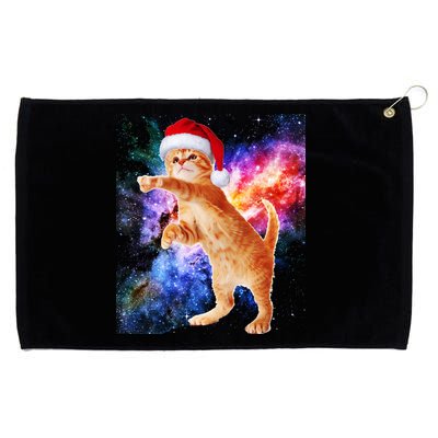 Space Christmas Cat Santa Kitty Grommeted Golf Towel