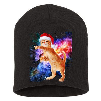 Space Christmas Cat Santa Kitty Short Acrylic Beanie