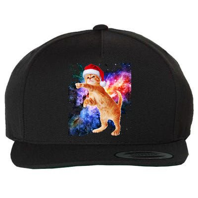 Space Christmas Cat Santa Kitty Wool Snapback Cap