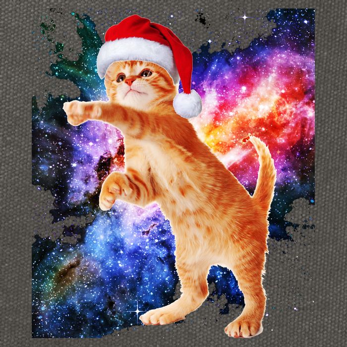 Space Christmas Cat Santa Kitty Cotton Canvas Backpack