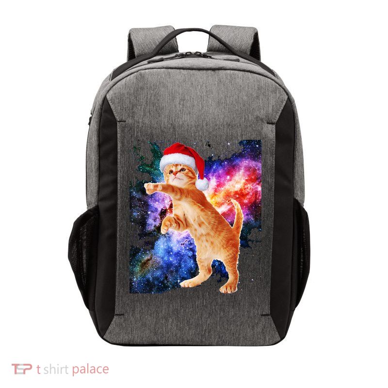 Space Christmas Cat Santa Kitty Vector Backpack