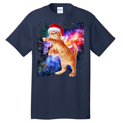 Space Christmas Cat Santa Kitty Tall T-Shirt