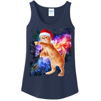 Space Christmas Cat Santa Kitty Ladies Essential Tank