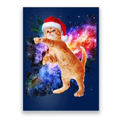 Space Christmas Cat Santa Kitty Poster