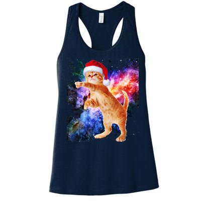 Space Christmas Cat Santa Kitty Women's Racerback Tank