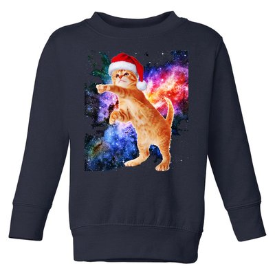 Space Christmas Cat Santa Kitty Toddler Sweatshirt