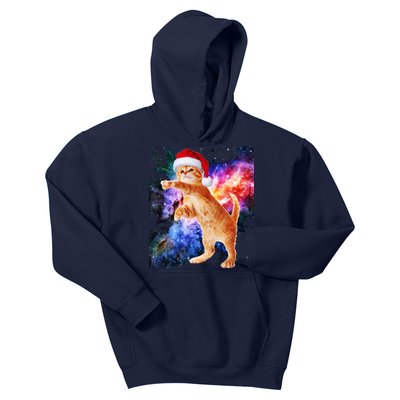 Space Christmas Cat Santa Kitty Kids Hoodie