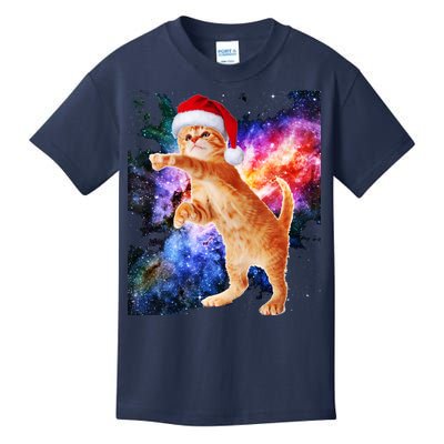 Space Christmas Cat Santa Kitty Kids T-Shirt