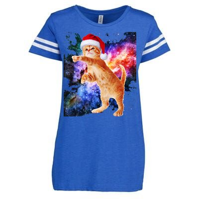 Space Christmas Cat Santa Kitty Enza Ladies Jersey Football T-Shirt