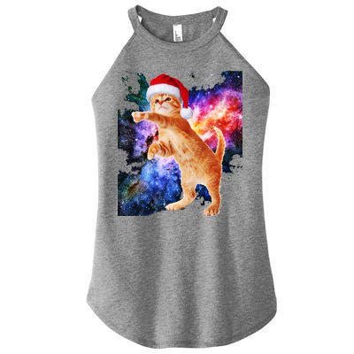 Space Christmas Cat Santa Kitty Women's Perfect Tri Rocker Tank