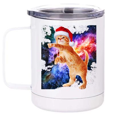 Space Christmas Cat Santa Kitty 12 oz Stainless Steel Tumbler Cup