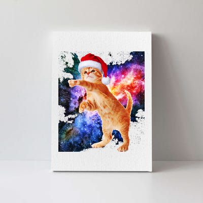 Space Christmas Cat Santa Kitty Canvas