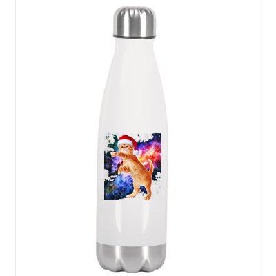 Space Christmas Cat Santa Kitty Stainless Steel Insulated Water Bottle