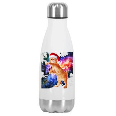 Space Christmas Cat Santa Kitty Stainless Steel Insulated Water Bottle