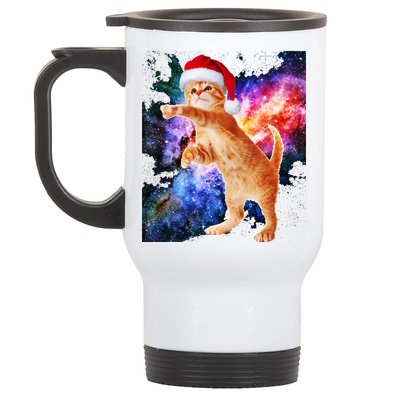 Space Christmas Cat Santa Kitty Stainless Steel Travel Mug