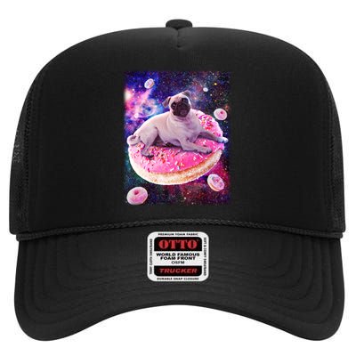 Space Donut Pug High Crown Mesh Back Trucker Hat