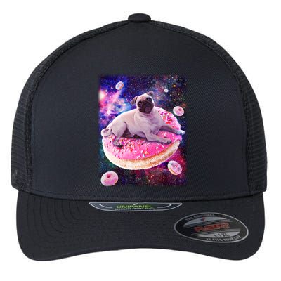 Space Donut Pug Flexfit Unipanel Trucker Cap