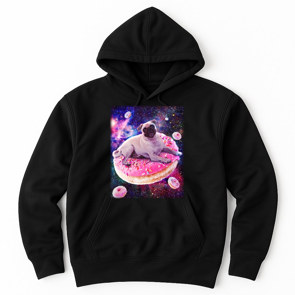 Space Donut Pug Hoodie