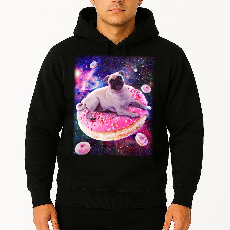 Space Donut Pug Hoodie