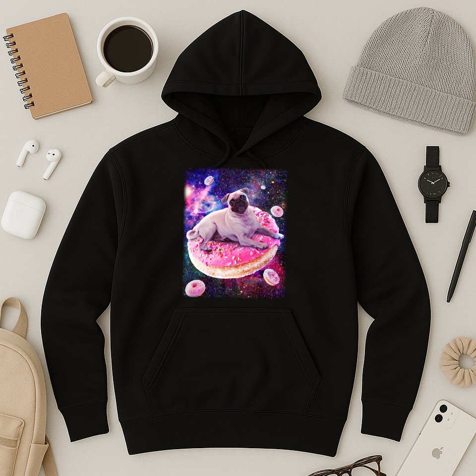 Space Donut Pug Hoodie