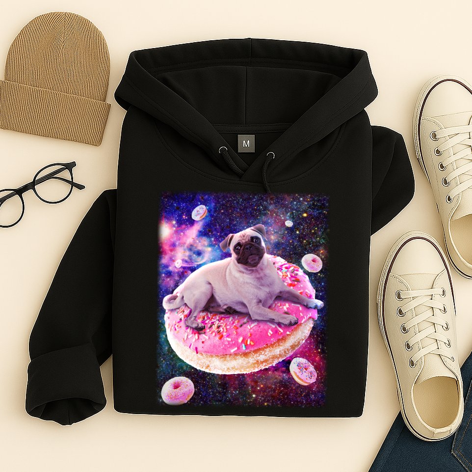 Space Donut Pug Hoodie