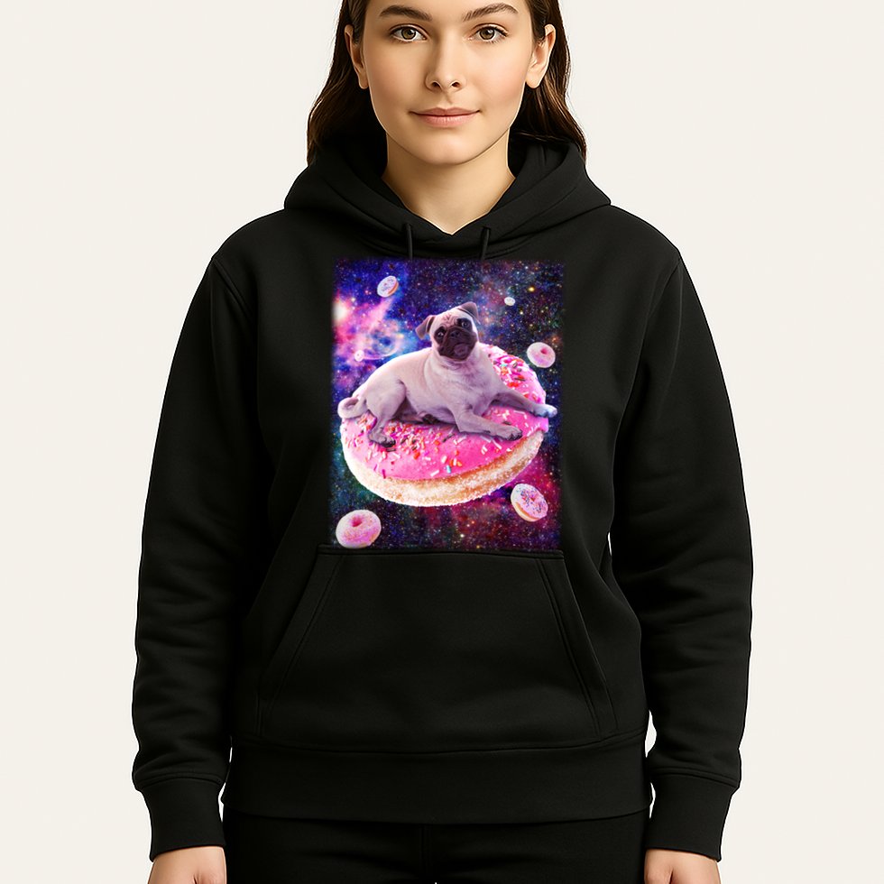 Space Donut Pug Hoodie