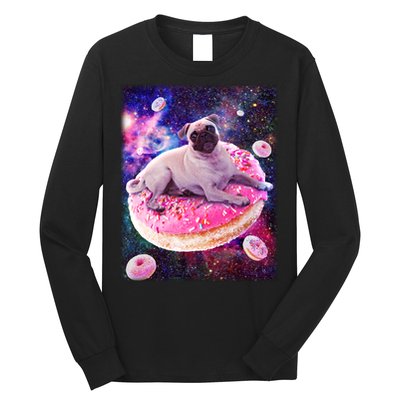 Space Donut Pug Long Sleeve Shirt