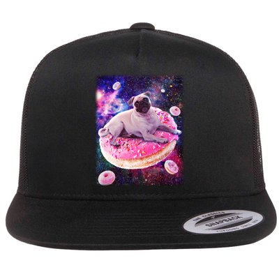 Space Donut Pug Flat Bill Trucker Hat