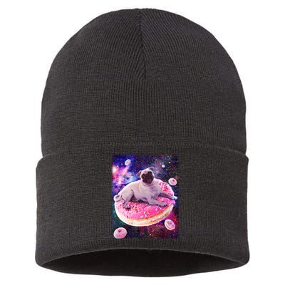 Space Donut Pug Sustainable Knit Beanie