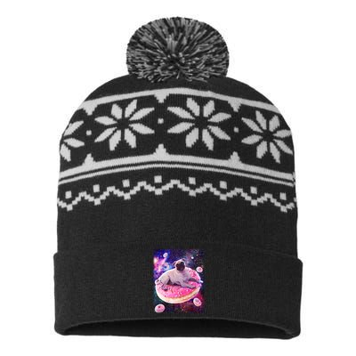 Space Donut Pug USA-Made Snowflake Beanie