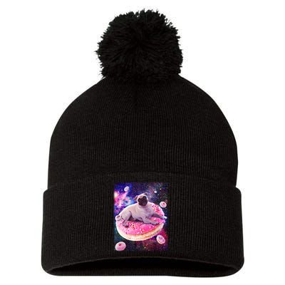 Space Donut Pug Pom Pom 12in Knit Beanie