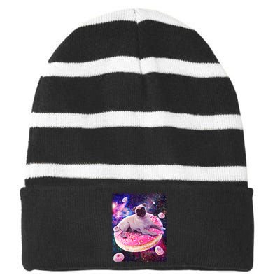 Space Donut Pug Striped Beanie with Solid Band