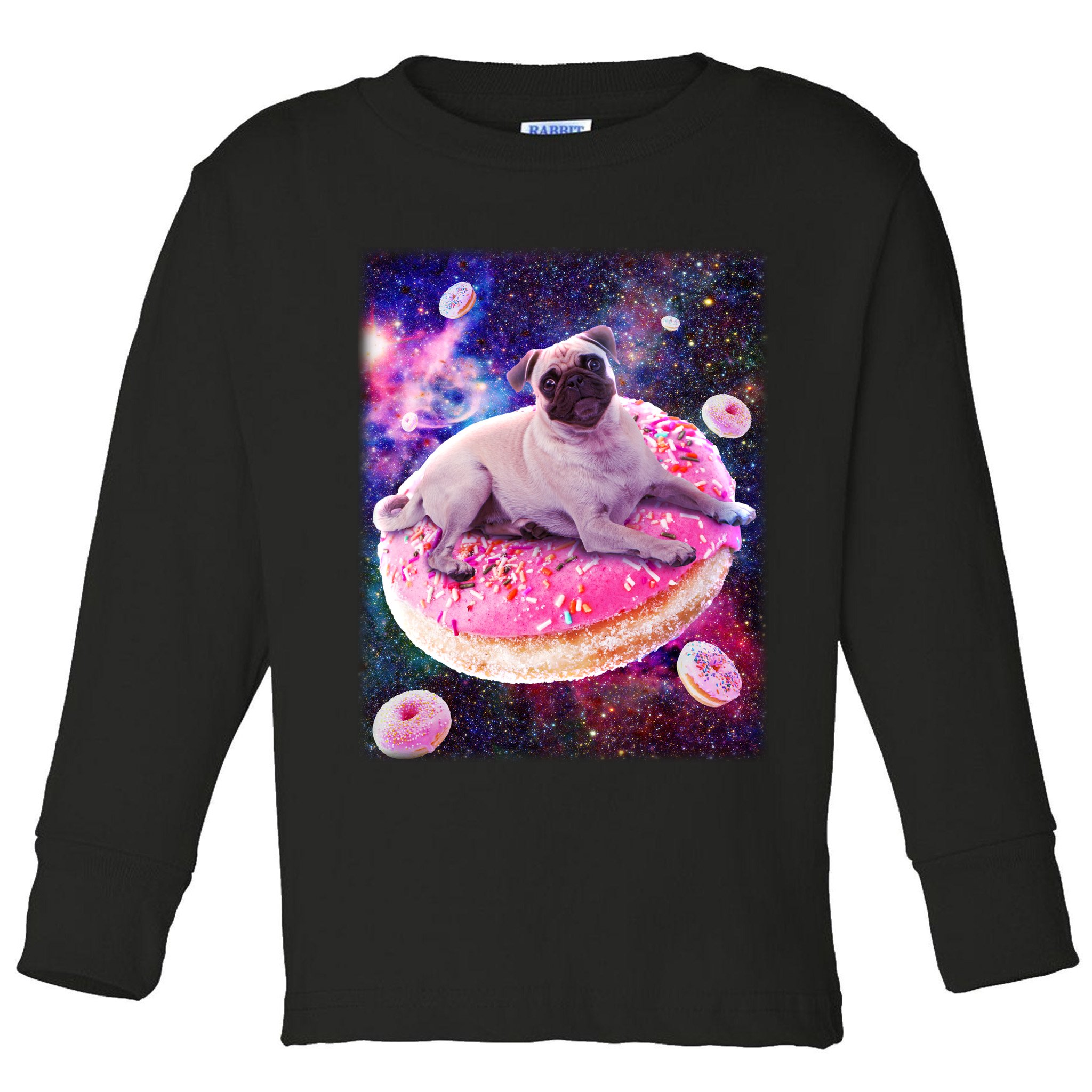 Space Donut Pug Toddler Long Sleeve Shirt