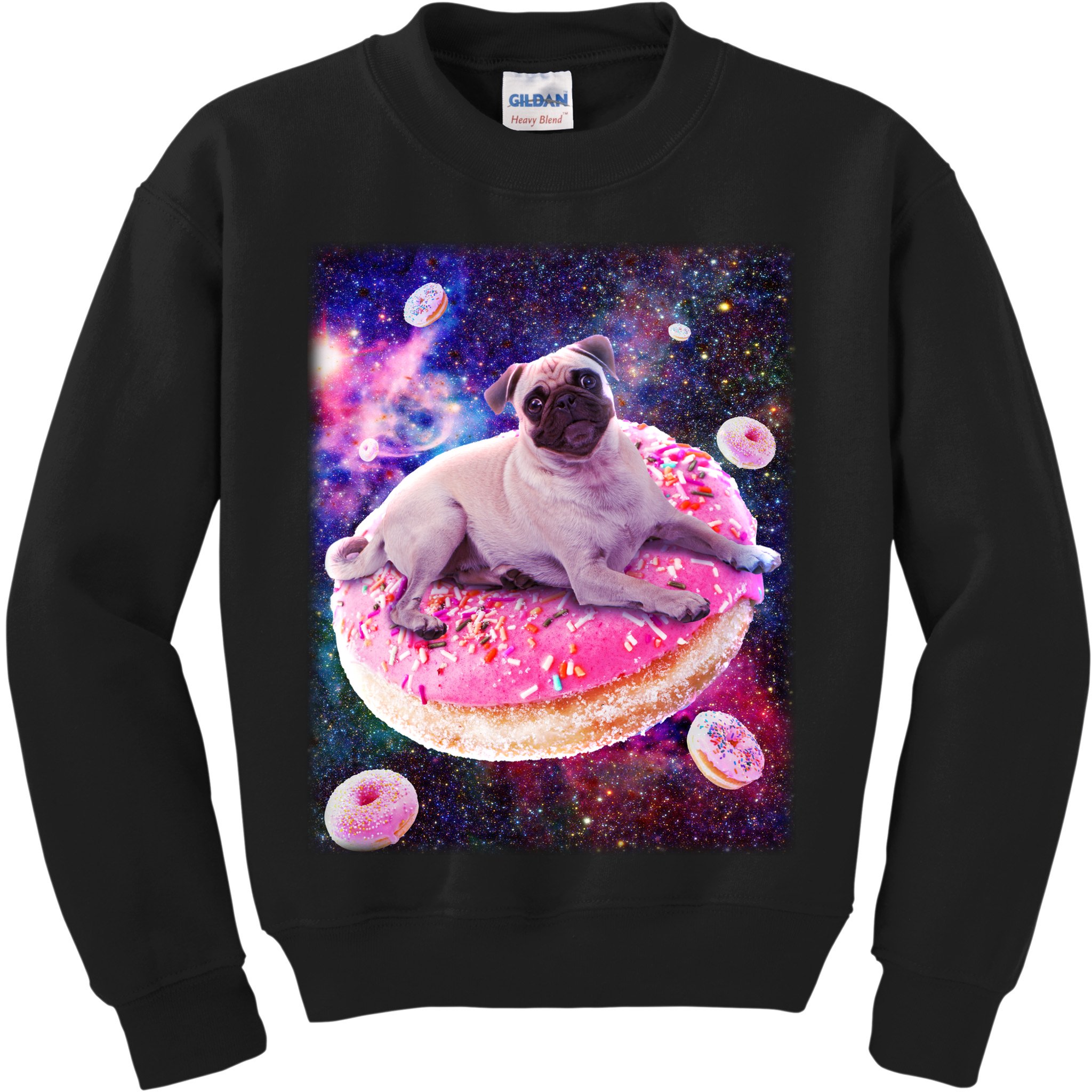 Space Donut Pug Kids Sweatshirt