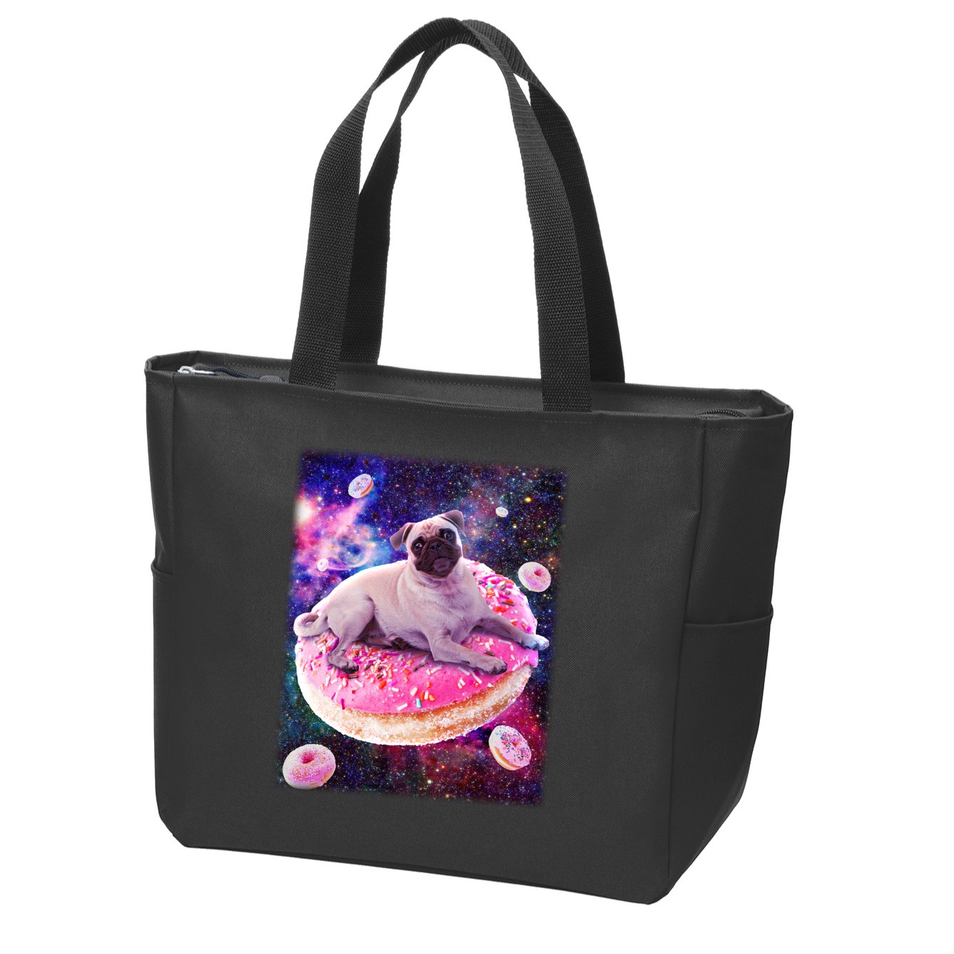 Space Donut Pug Zip Tote Bag