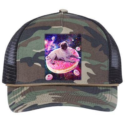 Space Donut Pug Retro Rope Trucker Hat Cap