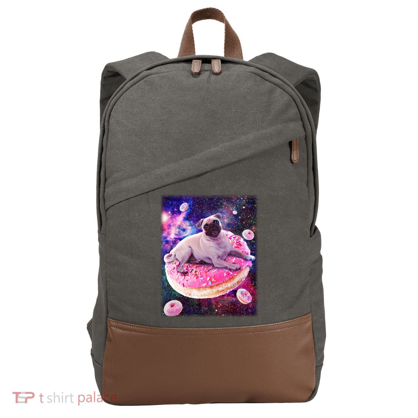 Space Donut Pug Cotton Canvas Backpack