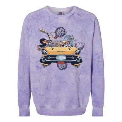 Space Family Cartoon Colorblast Crewneck Sweatshirt