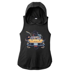 Space Family Cartoon Ladies PosiCharge Tri-Blend Wicking Draft Hoodie Tank