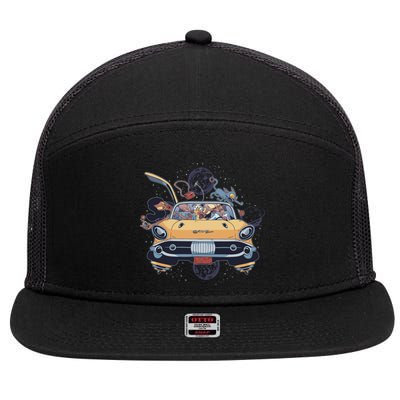 Space Family Cartoon 7 Panel Mesh Trucker Snapback Hat