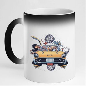 Space Family Cartoon 11oz Black Color Changing Mug