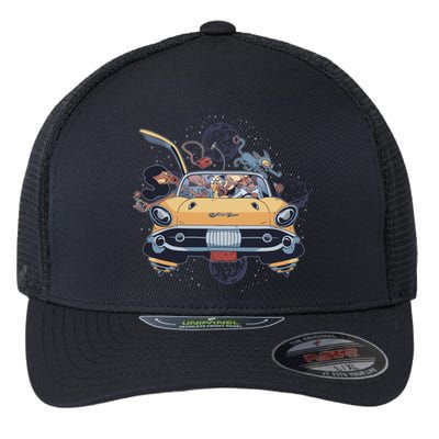 Space Family Cartoon Flexfit Unipanel Trucker Cap