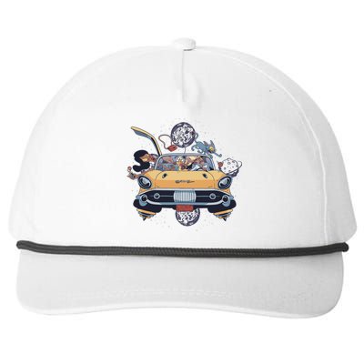 Space Family Cartoon Snapback Five-Panel Rope Hat